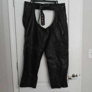 Men's Unik Motorcycle Leather Chaps - Size Extra Large